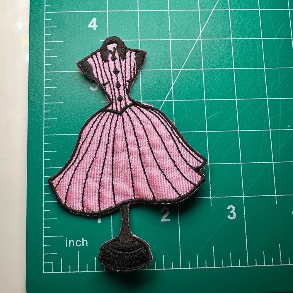 Dress Form Patch Iron On Sew On Applique Pink Black Fashion Sewing‎